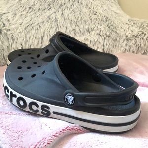 Women’s size 6 Crocband crocs B&W